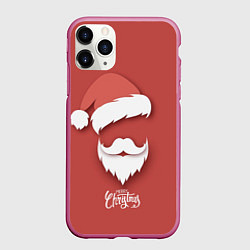Чехол iPhone 11 Pro матовый Merry Christmas Счастливого Рождества, цвет: 3D-малиновый