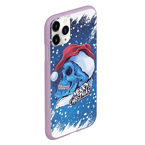 Чехол iPhone 11 Pro матовый Merry Christmas Счастливого Рождества Skull / 3D-Сиреневый – фото 2