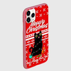 Чехол iPhone 11 Pro матовый MEOW CHRISTMAS, цвет: 3D-малиновый — фото 2
