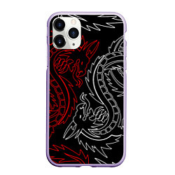 Чехол iPhone 11 Pro матовый БЕЛО КРАСНЫЙ ДРАКОН RED WHITE DRAGON