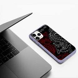 Чехол iPhone 11 Pro матовый БЕЛО КРАСНЫЙ ДРАКОН RED WHITE DRAGON, цвет: 3D-светло-сиреневый — фото 2