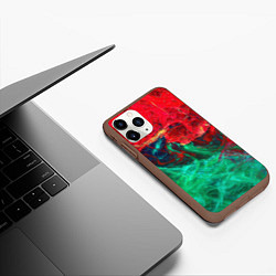 Чехол iPhone 11 Pro матовый НЕОНОВАЯ ТОКСИЧНАЯ АБСТРАКЦИЯ NEON TOXIC WAVES, цвет: 3D-коричневый — фото 2