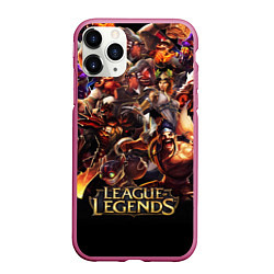 Чехол iPhone 11 Pro матовый LEAGUE OF LEGENDS НЕОН БРЫЗГИ КРАСОК, цвет: 3D-малиновый