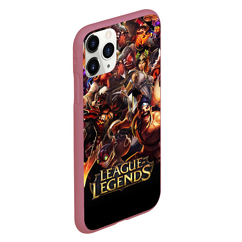 Чехол iPhone 11 Pro матовый LEAGUE OF LEGENDS НЕОН БРЫЗГИ КРАСОК / 3D-Малиновый – фото 2