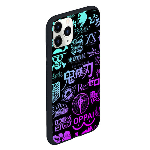 Чехол iPhone 11 Pro матовый Аниме лого / 3D-Черный – фото 2