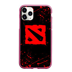 Чехол iPhone 11 Pro матовый DOTA 2 БРЫЗГИ КРАСОК ДОТА 2 ЛОГО, цвет: 3D-малиновый