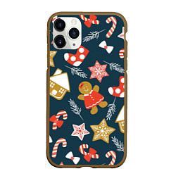 Чехол iPhone 11 Pro матовый Merry Christmas!!!, цвет: 3D-коричневый