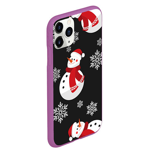 Чехол iPhone 11 Pro матовый Снеговик! / 3D-Фиолетовый – фото 2