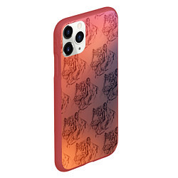 Чехол iPhone 11 Pro матовый Тигровый паттерн, цвет: 3D-красный — фото 2
