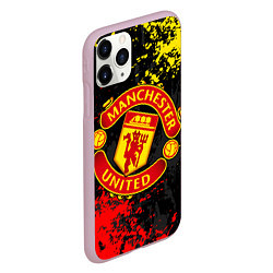 Чехол iPhone 11 Pro матовый MANCHESTER UNITED, БРЫЗГИ КРАСОК, цвет: 3D-розовый — фото 2