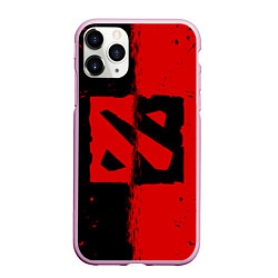 Чехол iPhone 11 Pro матовый DOTA 2 БРЫЗГИ КРАСОК, КРАСНО ЧЁРНЫЙ ЛОГО