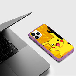 Чехол iPhone 11 Pro матовый ПИКА ПИКА ПИКАЧУ, цвет: 3D-фиолетовый — фото 2