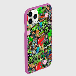 Чехол iPhone 11 Pro матовый МАЙНКРАФТ ВСЕ ГЕРОИ И ПРЕДМЕТЫ, цвет: 3D-фиолетовый — фото 2