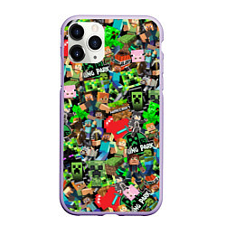 Чехол iPhone 11 Pro матовый МАЙНКРАФТ ВСЕ ГЕРОИ И ПРЕДМЕТЫ, цвет: 3D-светло-сиреневый