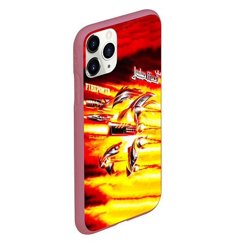 Чехол iPhone 11 Pro матовый Firepower - Judas Priest / 3D-Малиновый – фото 2