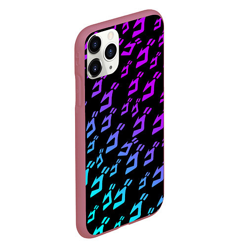 Чехол iPhone 11 Pro матовый JOJOS BIZARRE ADVENTURE NEON PATTERN НЕОН УЗОР / 3D-Малиновый – фото 2