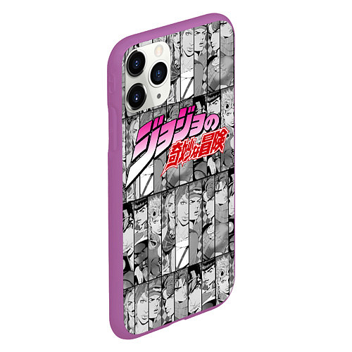 Чехол iPhone 11 Pro матовый JOJOS BIZARRE ADVENTURE ЧЁРНО БЕЛОЕ / 3D-Фиолетовый – фото 2