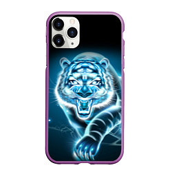 Чехол iPhone 11 Pro матовый НЕНОНОВЫЙ ТИГР 2022 NEON TIGER NEW YEAR, цвет: 3D-фиолетовый