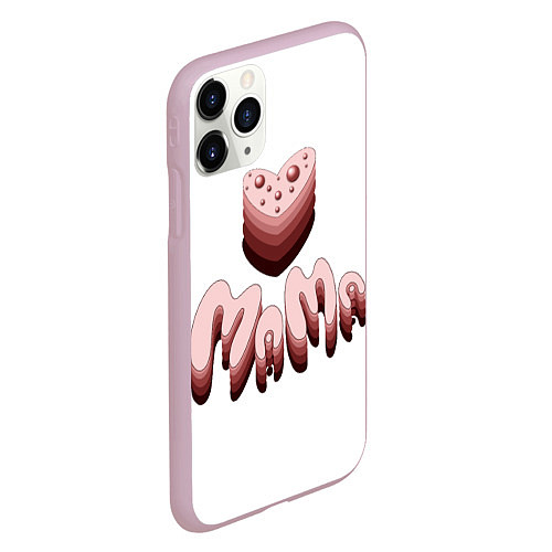 Чехол iPhone 11 Pro матовый Объемное розовое сердце с бусинами и объемной розо / 3D-Розовый – фото 2