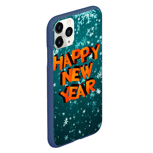 Чехол iPhone 11 Pro матовый HAPPY NEW YEAR 2022 С НОВЫМ ГОДОМ / 3D-Тёмно-синий – фото 2