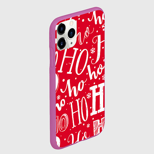 Чехол iPhone 11 Pro матовый HO HO HO Новогодняя / 3D-Фиолетовый – фото 2