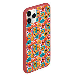 Чехол iPhone 11 Pro матовый Психоделика Космос Смайлы, цвет: 3D-красный — фото 2