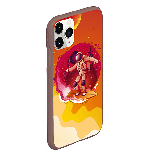 Чехол iPhone 11 Pro матовый Космический скейтборд / 3D-Коричневый – фото 2