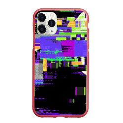Чехол iPhone 11 Pro матовый Глитч эффект, цвет: 3D-красный