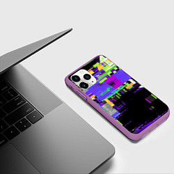 Чехол iPhone 11 Pro матовый Глитч эффект, цвет: 3D-фиолетовый — фото 2