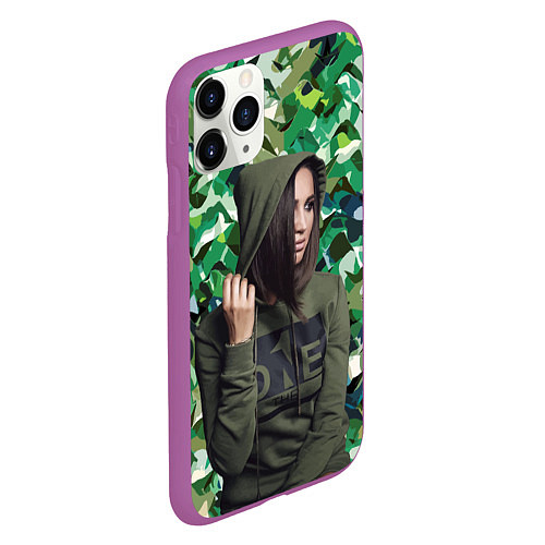 Чехол iPhone 11 Pro матовый Olga Buzova - camouflage / 3D-Фиолетовый – фото 2