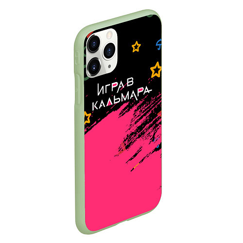 Чехол iPhone 11 Pro матовый Игра в кальмара на Русском / 3D-Салатовый – фото 2