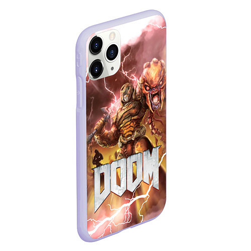 Чехол iPhone 11 Pro матовый Брутальный DoomGay Hell rock / 3D-Светло-сиреневый – фото 2