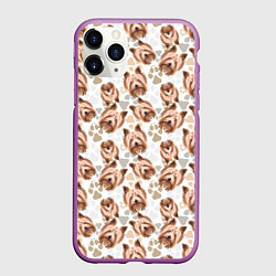 Чехол iPhone 11 Pro матовый Йоркширский Терьер York, цвет: 3D-фиолетовый