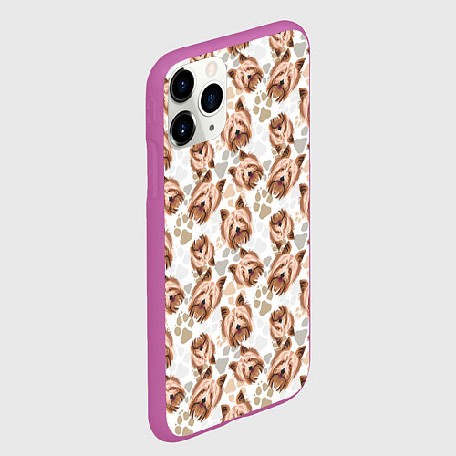 Чехол iPhone 11 Pro матовый Йоркширский Терьер York / 3D-Фиолетовый – фото 2