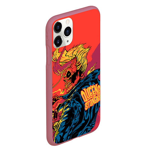 Чехол iPhone 11 Pro матовый Queen of the stone age Devil / 3D-Малиновый – фото 2