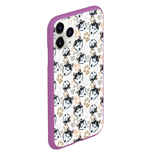 Чехол iPhone 11 Pro матовый Собака Сибирский Хаски / 3D-Фиолетовый – фото 2