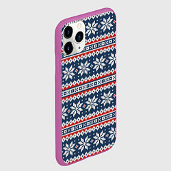 Чехол iPhone 11 Pro матовый Knitted Christmas Pattern, цвет: 3D-фиолетовый — фото 2