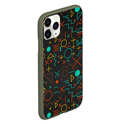 Чехол iPhone 11 Pro матовый Геометрическая Абстракция Частицы, цвет: 3D-темно-зеленый — фото 2