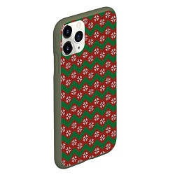 Чехол iPhone 11 Pro матовый Knitted Snowflake Pattern, цвет: 3D-темно-зеленый — фото 2