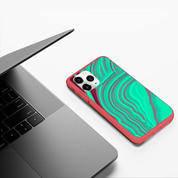 Чехол iPhone 11 Pro матовый Зеленый прилив, цвет: 3D-красный — фото 2
