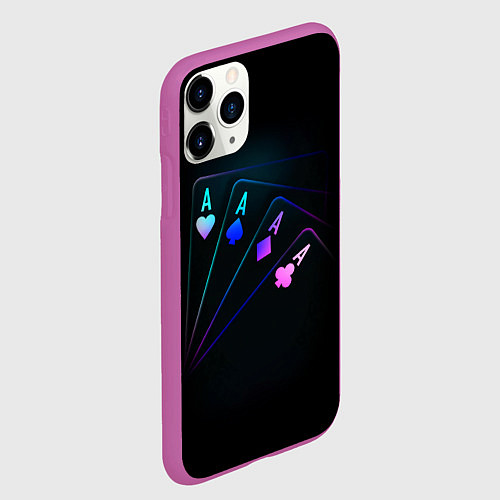 Чехол iPhone 11 Pro матовый НЕОНОВЫЕ КАРТЫ NEON / 3D-Фиолетовый – фото 2