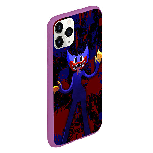 Чехол iPhone 11 Pro матовый Huggy Wuggy: Splashes / 3D-Фиолетовый – фото 2