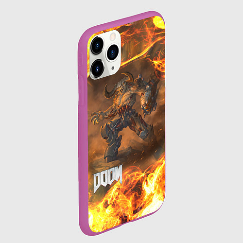 Чехол iPhone 11 Pro матовый КИБЕРДЕМОН DOOM 2 / 3D-Фиолетовый – фото 2