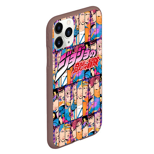 Чехол iPhone 11 Pro матовый JOJOS BIZARRE ADVENTURE HEROES ЦВЕТНОЙ / 3D-Коричневый – фото 2