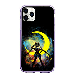 Чехол iPhone 11 Pro матовый Sailormoon Сейлормун на фоне звезд, цвет: 3D-светло-сиреневый