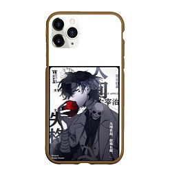 Чехол iPhone 11 Pro матовый Dazai Дадзай Осаму ест яблоко, цвет: 3D-коричневый