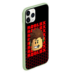 Чехол iPhone 11 Pro матовый ROBLOX LEGO FACE УЗОР СОТЫ, цвет: 3D-салатовый — фото 2