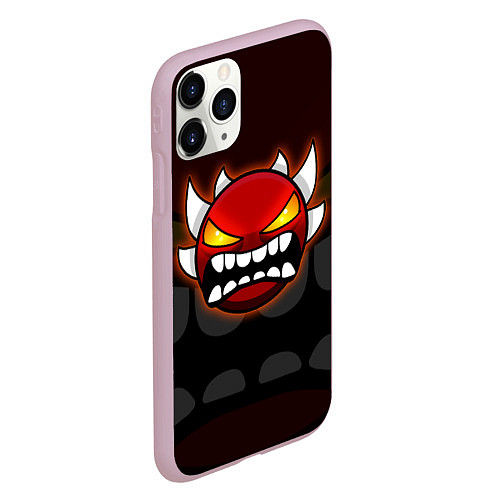 Чехол iPhone 11 Pro матовый Geometry Dash: Red Demon / 3D-Розовый – фото 2