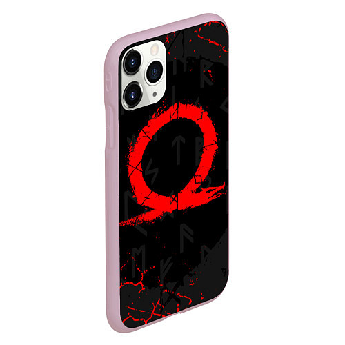 Чехол iPhone 11 Pro матовый GOD OF WAR CRATOS LOGO / 3D-Розовый – фото 2