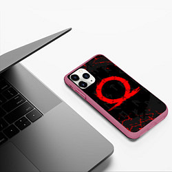 Чехол iPhone 11 Pro матовый GOD OF WAR CRATOS LOGO, цвет: 3D-малиновый — фото 2